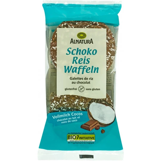 Alnatura Bio Schoko Reis Waffeln Vollmilch Cocos 100G 3 Alnatura Bio Schoko Reis Waffeln Vollmilch Cocos 100G