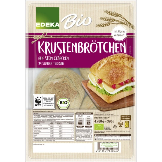 EDEKA Bio Krustenbrötchen 320G 3 EDEKA Bio Krustenbrötchen 320G