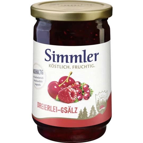 Simmler Konfitüre EXTRA Dreierlei Gsälz 450G 3 Simmler Konfitüre EXTRA Dreierlei Gsälz 450G