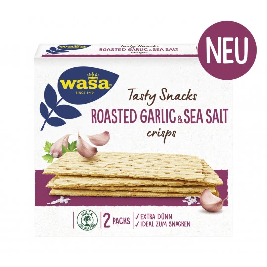 Wasa Tasty Snacks Roasted Garlic & Sea Salt 190G 3 Wasa Tasty Snacks Roasted Garlic & Sea Salt 190G